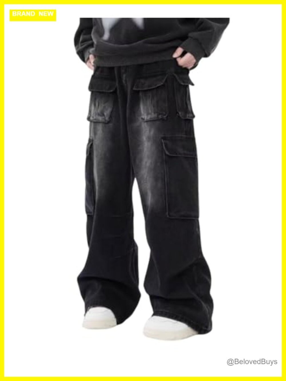 Baggy Cargo Jeans Low Rise Wide Leg Streetwear Y2K Grunge Pants